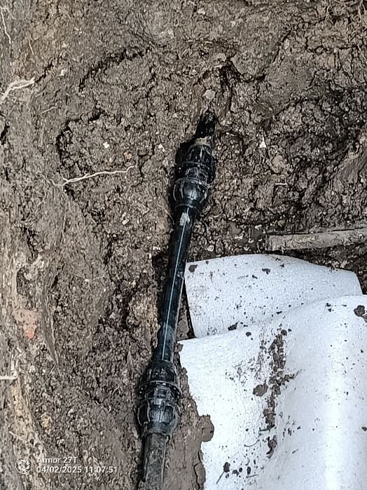 A megtalált és javított KPE csőtörés